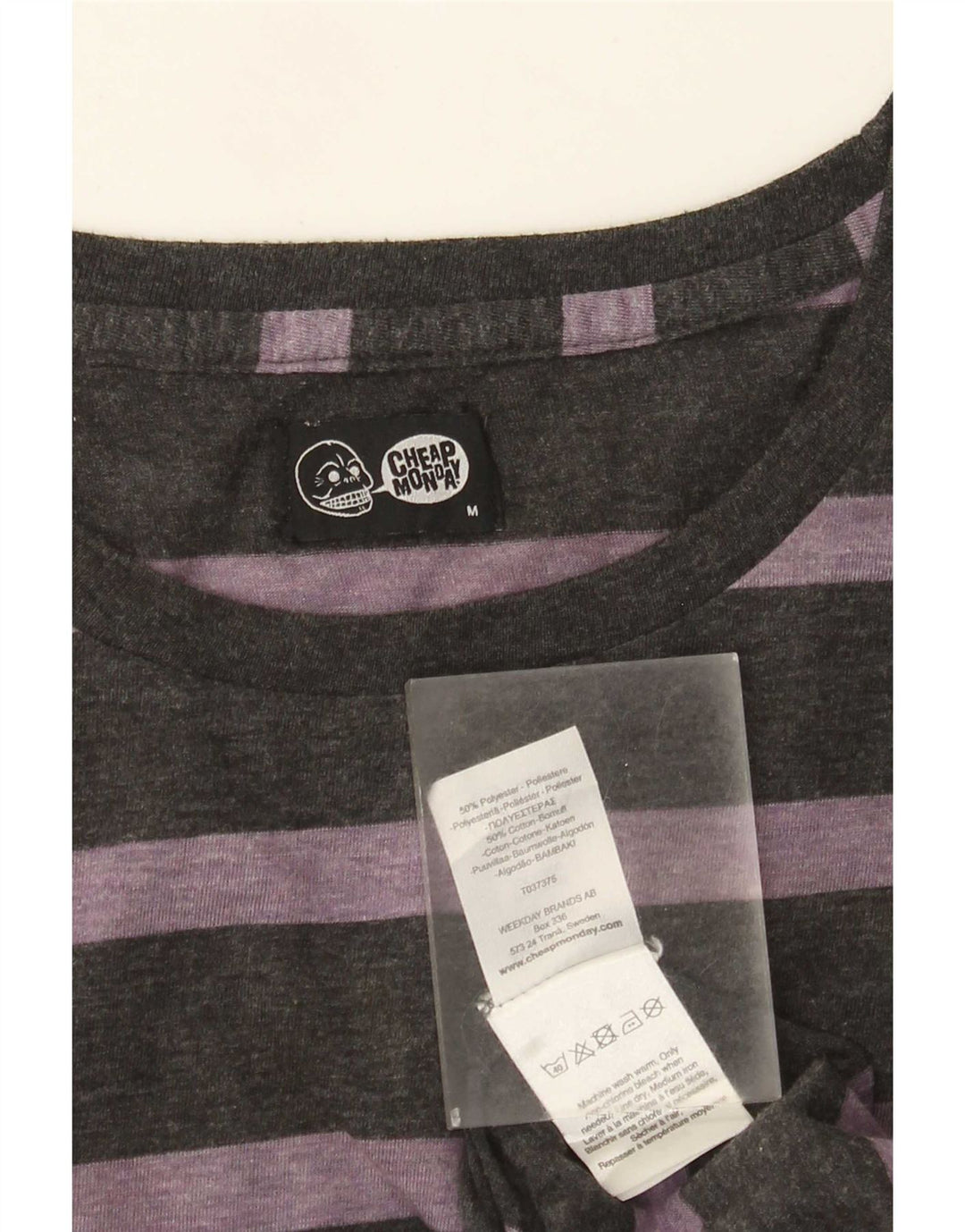 T-shirt da uomo Cheap Monday Top in poliestere a righe grigio medio