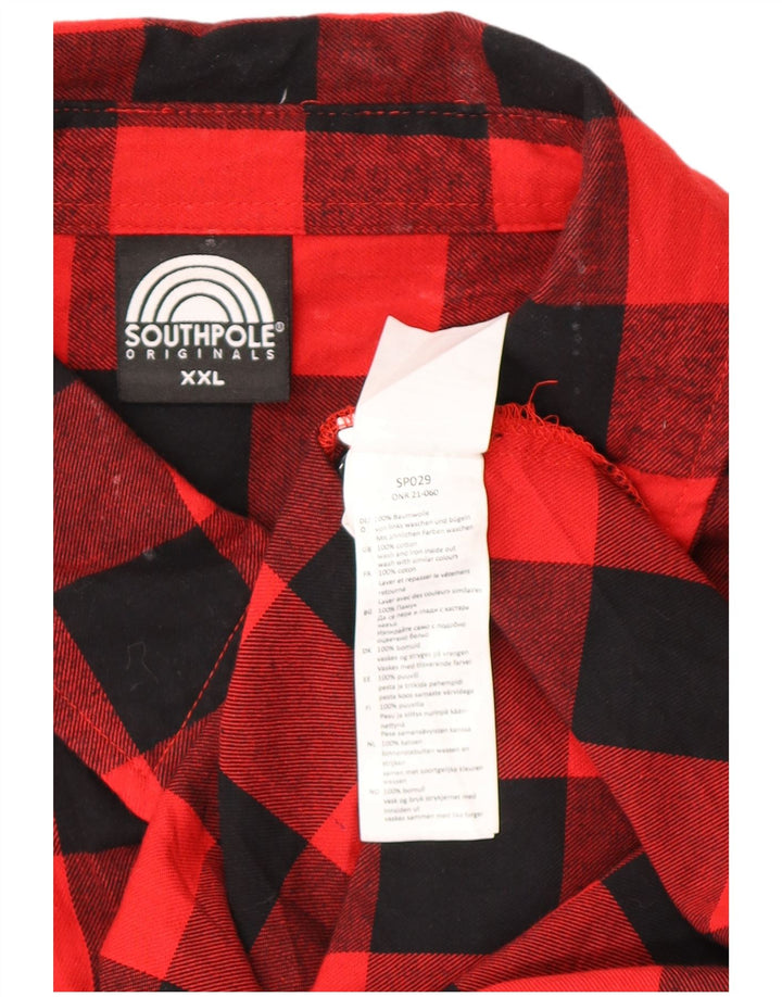 Camicia da uomo in flanella SOUTHPOLE 2XL cotone a quadretti rossi