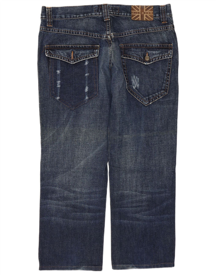 RICHMOND Jeans dritti invecchiati da donna W36 L27 cotone blu navy