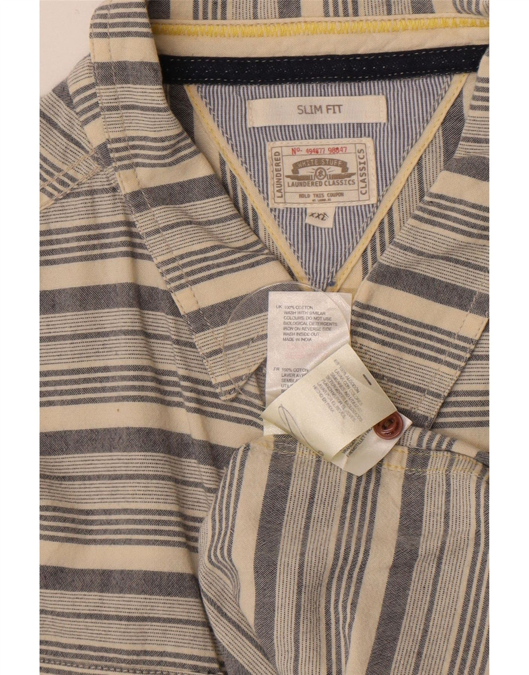 Camicia slim fit da uomo White Stuff 2XL in cotone a righe beige