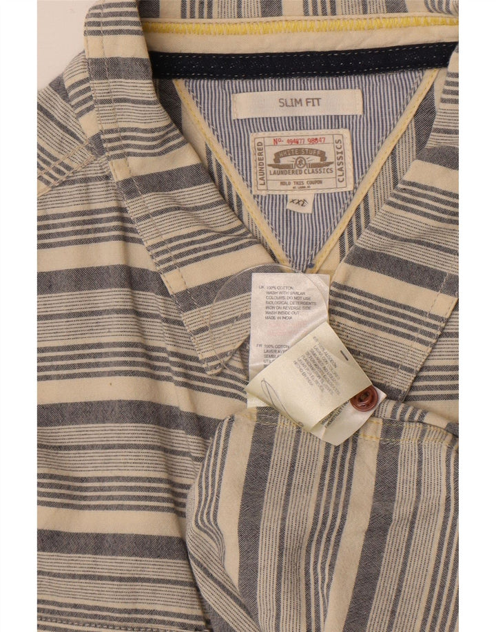 Camicia slim fit da uomo White Stuff 2XL in cotone a righe beige