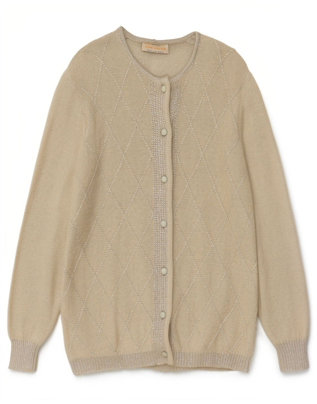 Maglione cardigan da donna John Walker UK 18 XL Grigio Argyle/Lana diamante
