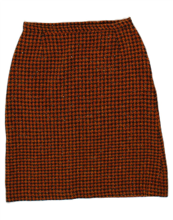 VINTAGE Womens A-Line Skirt W28 Medium Brown Houndstooth Vintage Vintage and Second-Hand Vintage from Messina Hembry 
