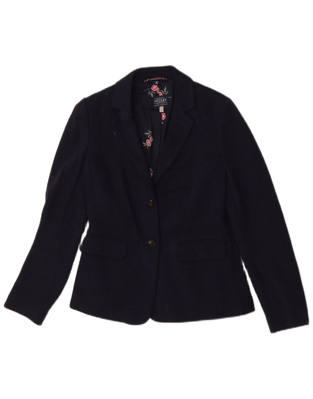 Giacca blazer da donna a 2 bottoni Joules UK 8 piccola a spina di pesce blu navy