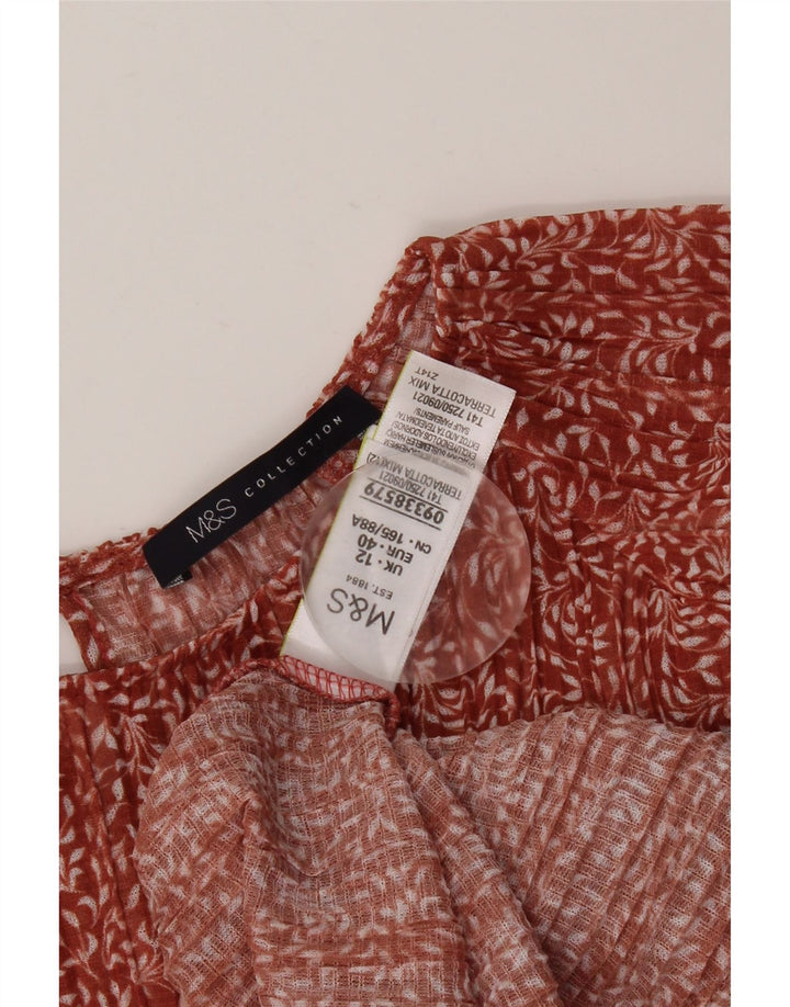 MARKS & SPENCER Camicetta a maniche lunghe da donna UK 12 Rosso medio floreale