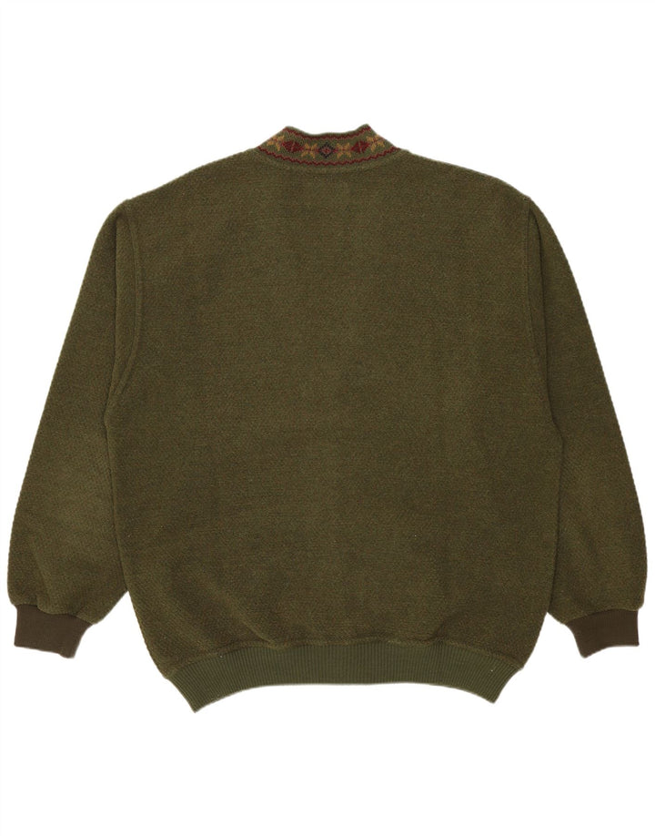 Maglione cardigan da uomo Malagrida grande lana kaki Fair Isle