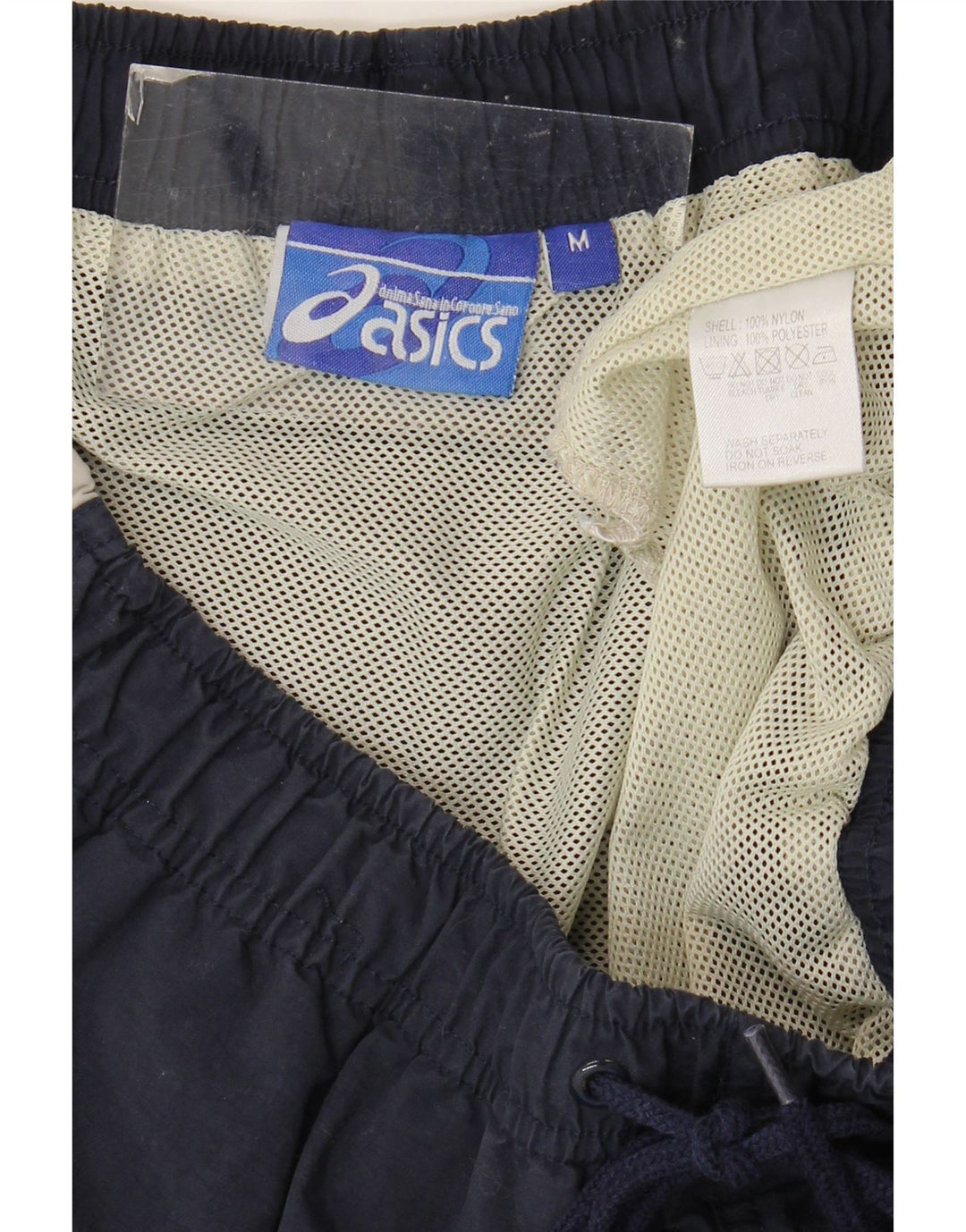 Pantaloncini sportivi da uomo Asics medi in nylon color block blu navy