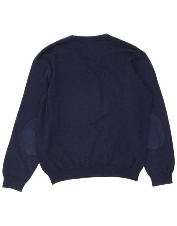 Maglione da uomo con scollo a V Lacoste taglia 4 medio blu navy in lana vergine