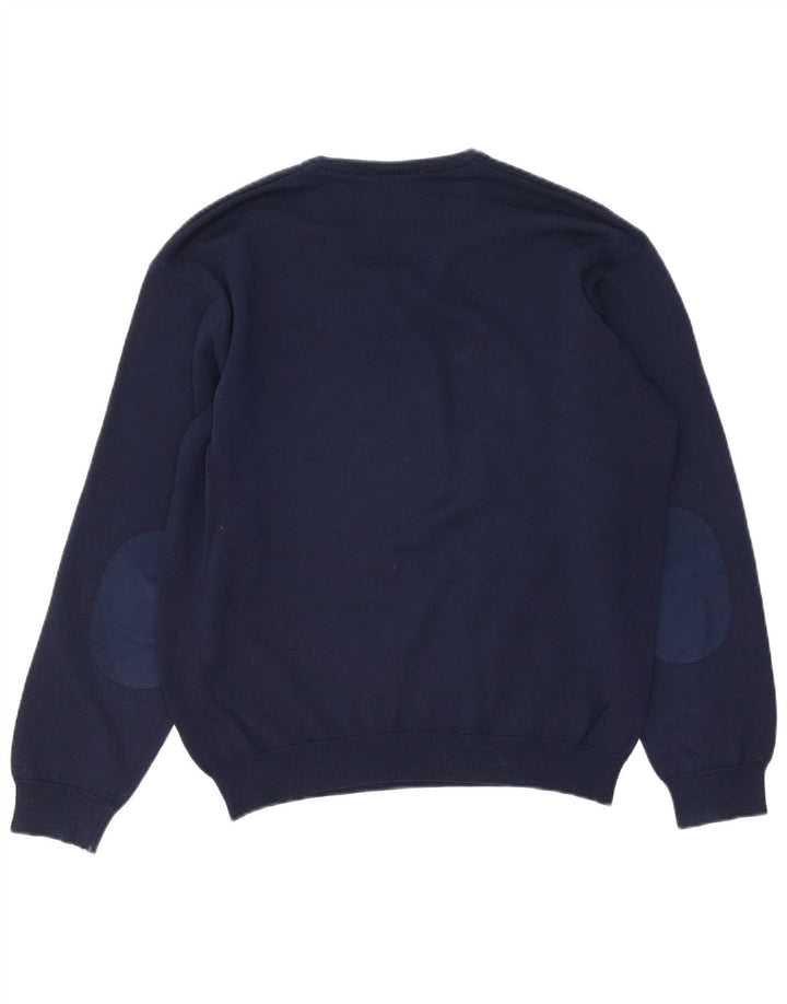 Maglione da uomo con scollo a V Lacoste taglia 4 medio blu navy in lana vergine