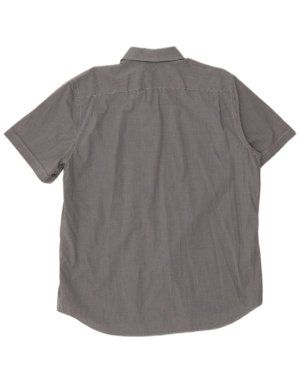 Camicia a maniche corte da uomo LACOSTE taglia 44 17 1/2 XL a quadretti neri