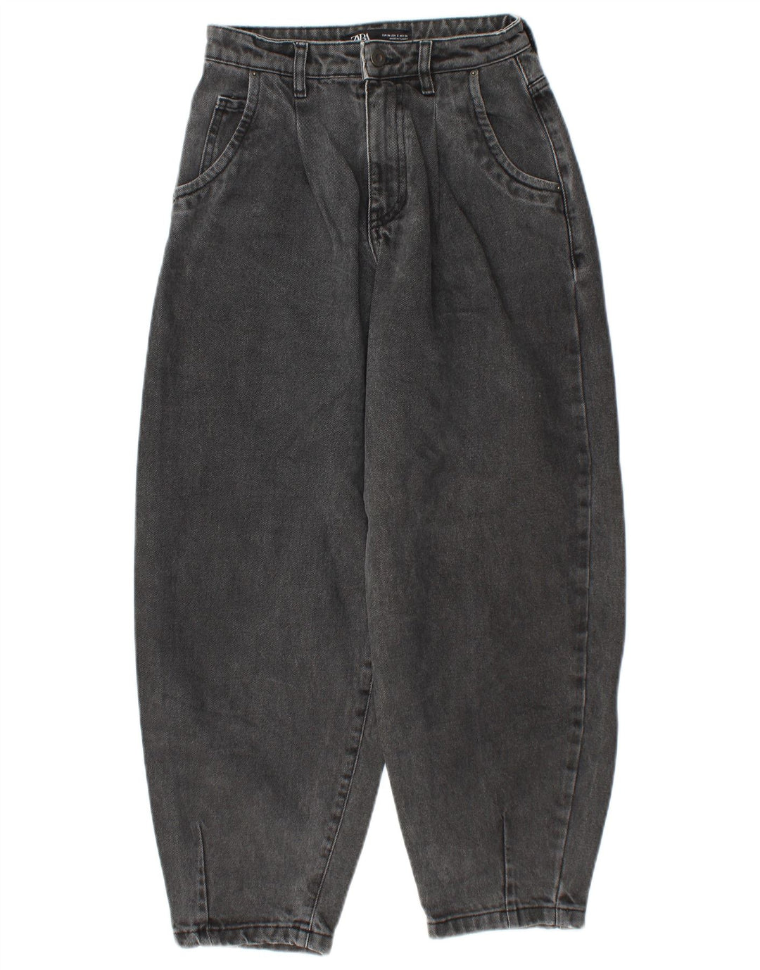 Jeans ZARA da donna a vita alta con taglio a palloncino EU 34 2XS W24 L25 Grigio