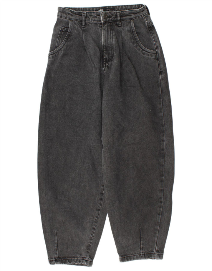 Jeans ZARA da donna a vita alta con taglio a palloncino EU 34 2XS W24 L25 Grigio