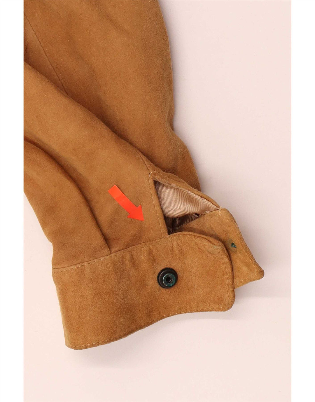 Giacca vintage in pelle scamosciata da uomo IT 46 piccola beige