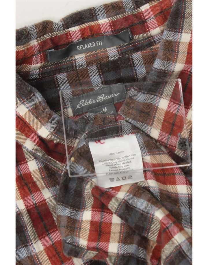 EDDIE BAUER Mens Relaxed Fit Flannel Shirt Medium Red Check Cotton Vintage Eddie Bauer and Second-Hand Eddie Bauer from Messina Hembry 