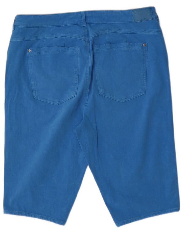 Pantaloncini di jeans a vita alta da donna Marks & Spencer UK 18 XL W34 cotone blu