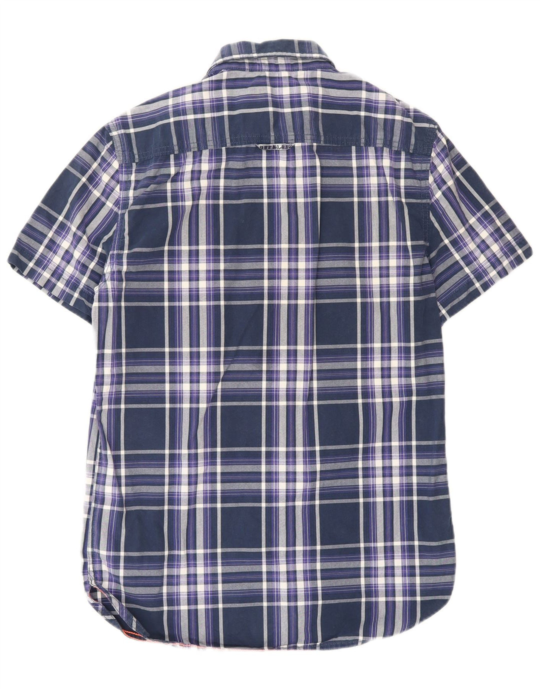 Camicia a maniche corte da uomo Superdry in cotone a quadri blu navy medio