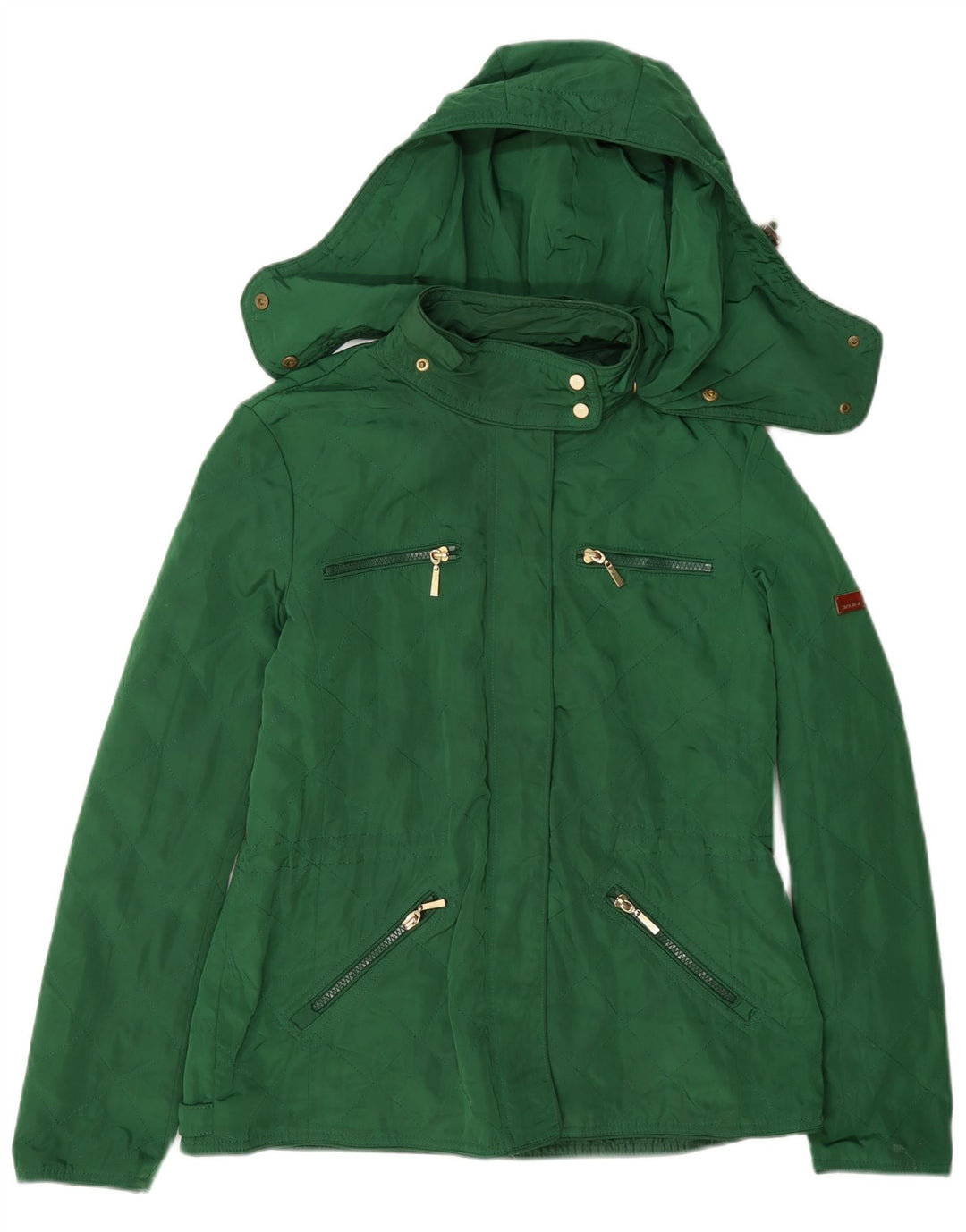 Giacca pratica trapuntata con cappuccio da donna Zara UK 14 grande poliestere verde