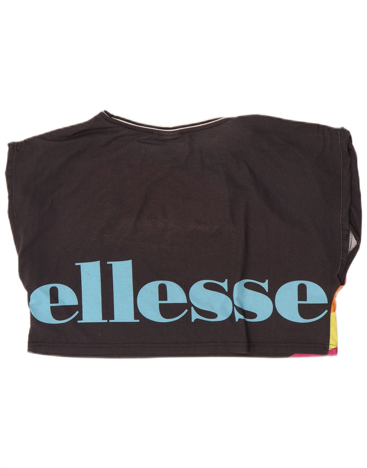 T-shirt grafica corta da donna Ellesse Top UK 14 Medium Black Striped