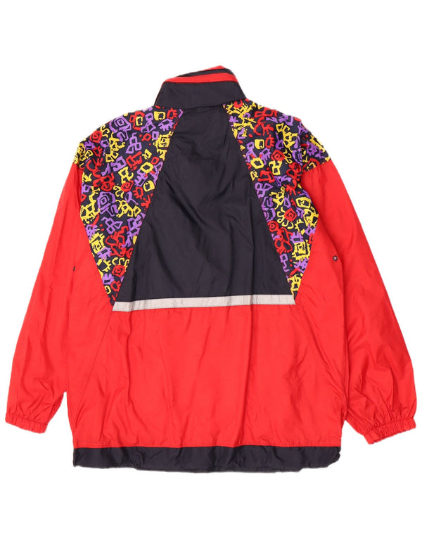 Giacca antipioggia con cappuccio vestibilità ampia da uomo vintage EU 46 Small Red Colourblock