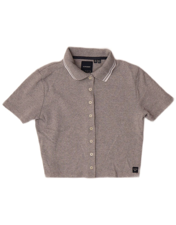 Camicetta da donna a maniche corte corta Superdry UK 6 XS cotone chiazzato grigio