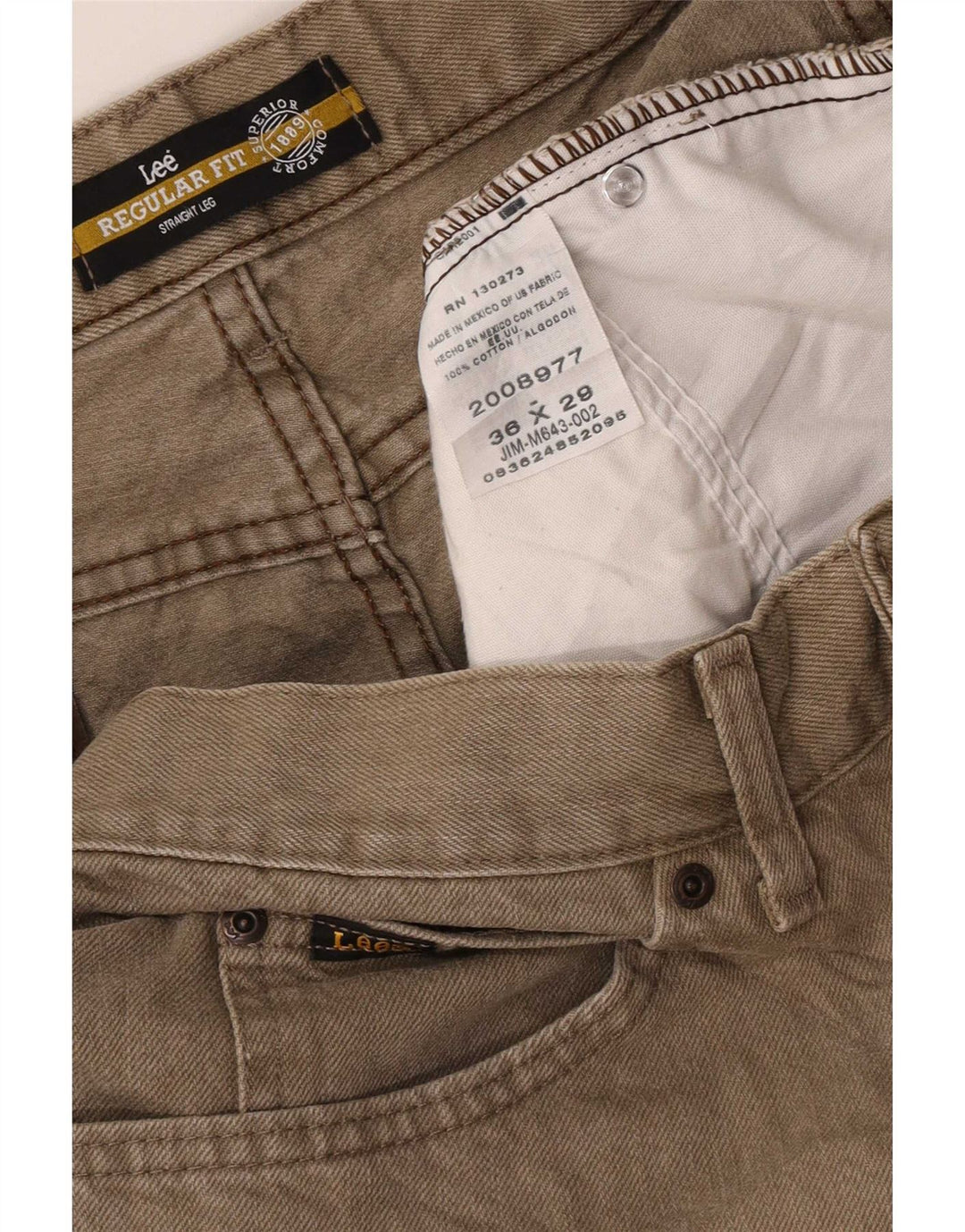 Jeans dritti da uomo Lee vestibilità regolare W36 L29 cotone kaki