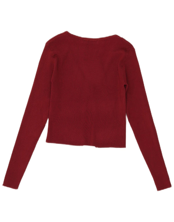 Top cardigan corto da donna Zara UK 8 piccolo in viscosa bordeaux