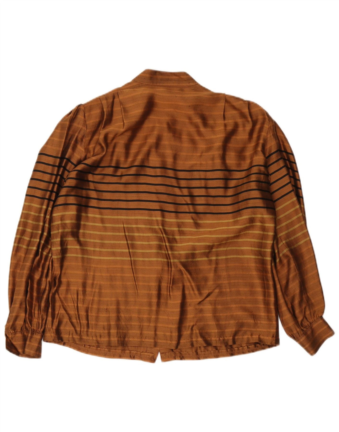 Camicetta camicia vintage da donna UK 14 grande a righe marroni