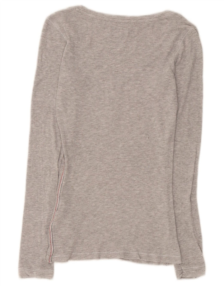 Tommy Hilfiger Donna Top Manica Lunga UK 8 Small Viscosa Grigia