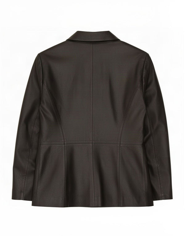 Giacca blazer in pelle da donna a 2 bottoni Milano UK 16 grande nera