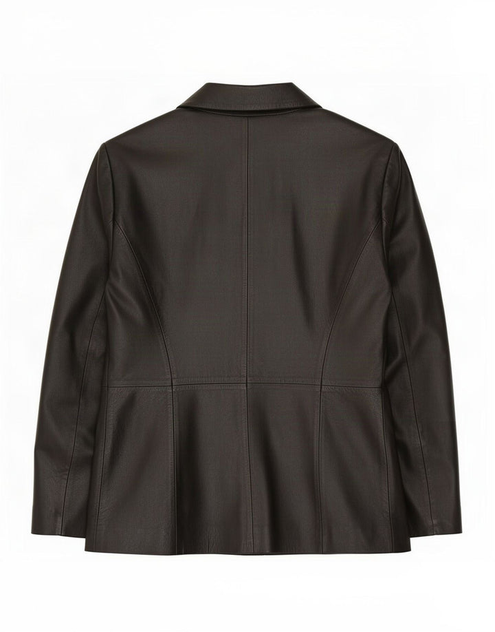 Giacca blazer in pelle da donna a 2 bottoni Milano UK 16 grande nera