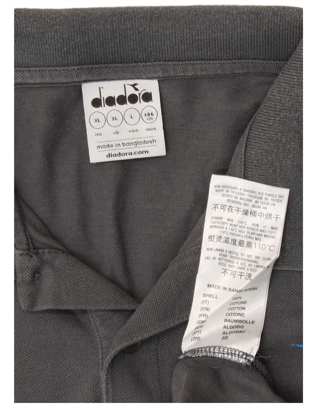 Polo Diadora Uomo XL Cotone Grigio
