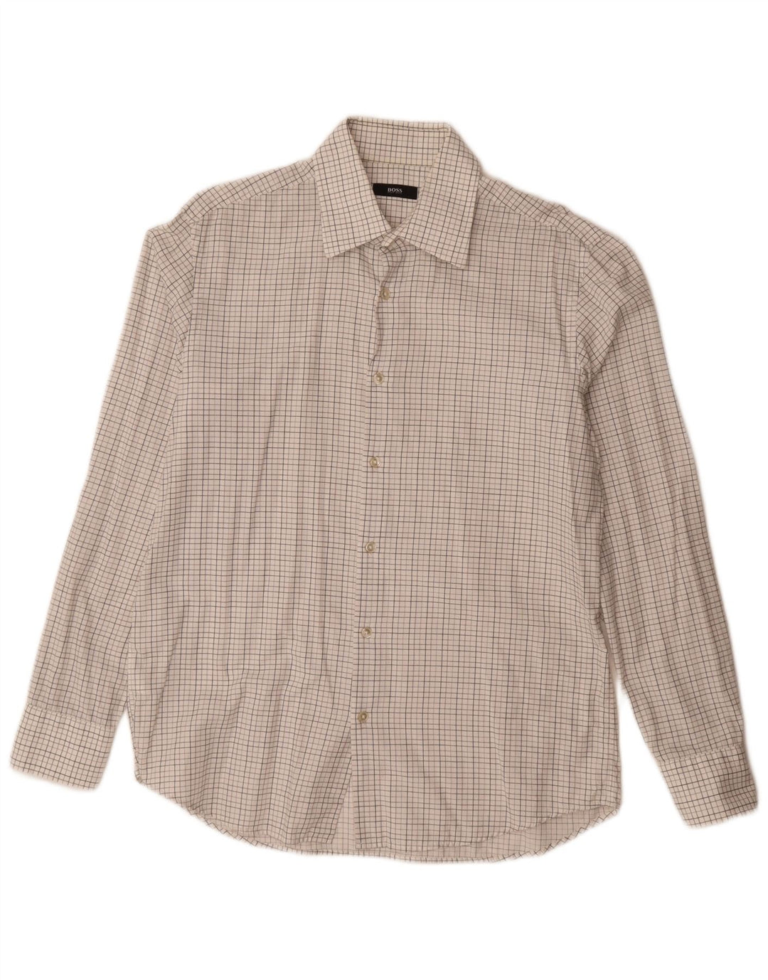 Camicia da uomo Hugo Boss taglia 41 16 grande cotone a quadri bianchi