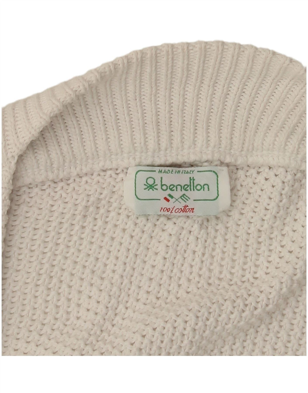 Maglione cardigan da donna BENETTON UK 10 piccolo cotone bianco
