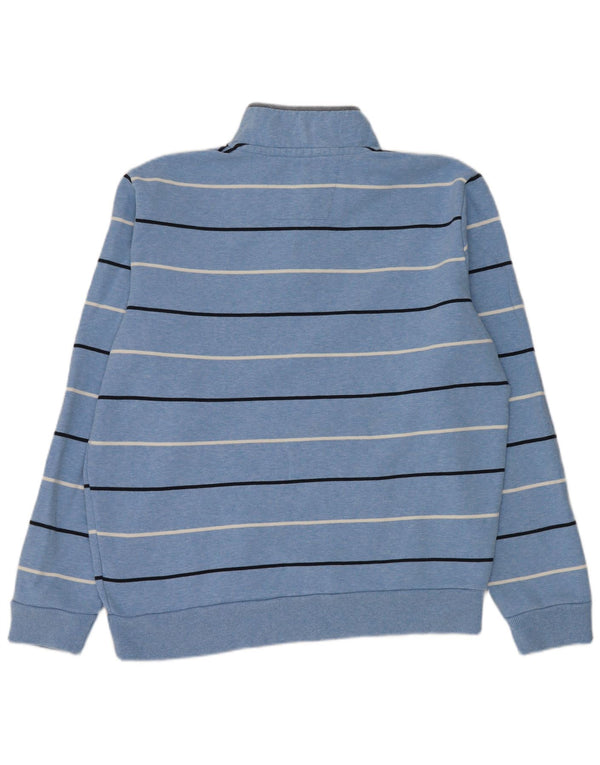 CREW CLOTHING Felpa da uomo con zip e collo maglione XL in cotone a righe blu