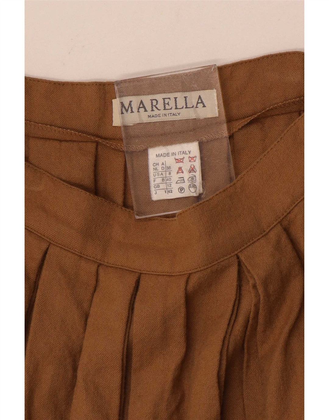 Gonna svasata a vita alta da donna Marella UK 12 media W26 marrone