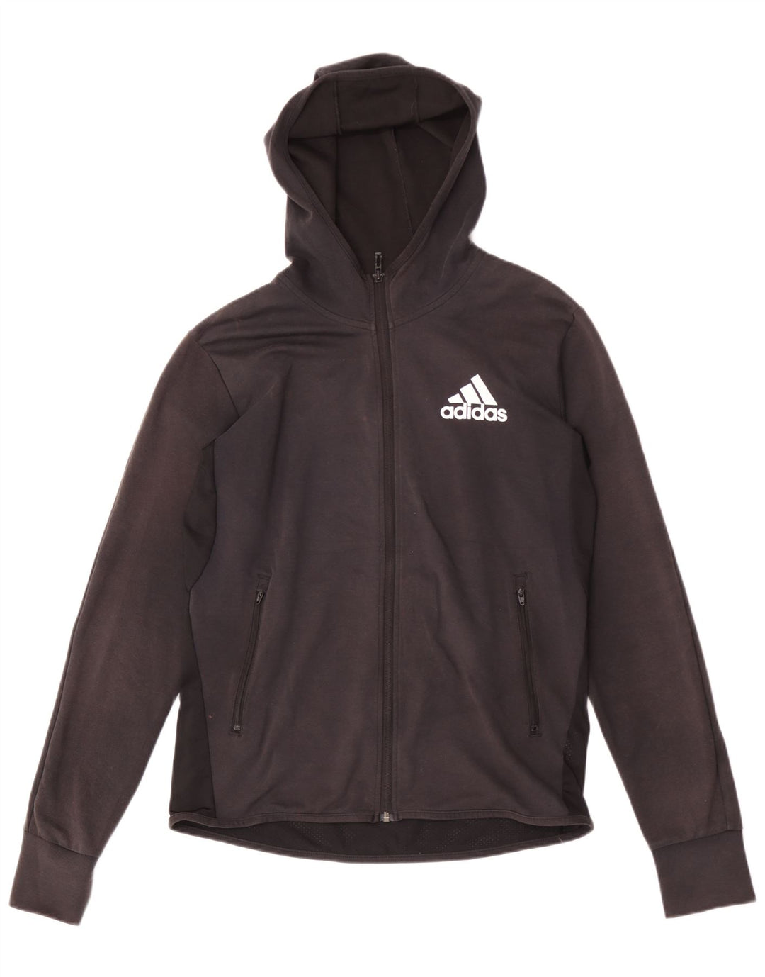 Maglione con cappuccio e zip Adidas da uomo in cotone nero medio