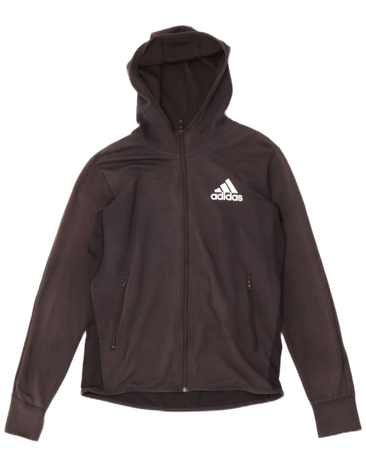 Maglione con cappuccio e zip Adidas da uomo in cotone nero medio