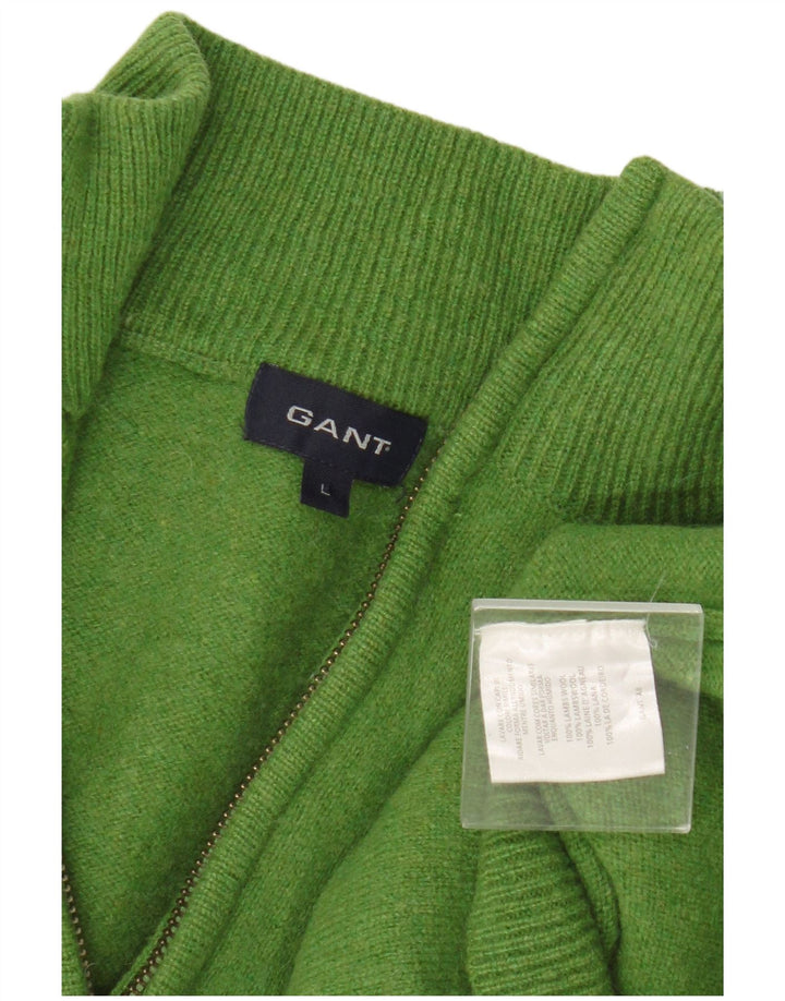 Maglione da donna con collo con zip Gant UK 16 Lana d'agnello verde grande