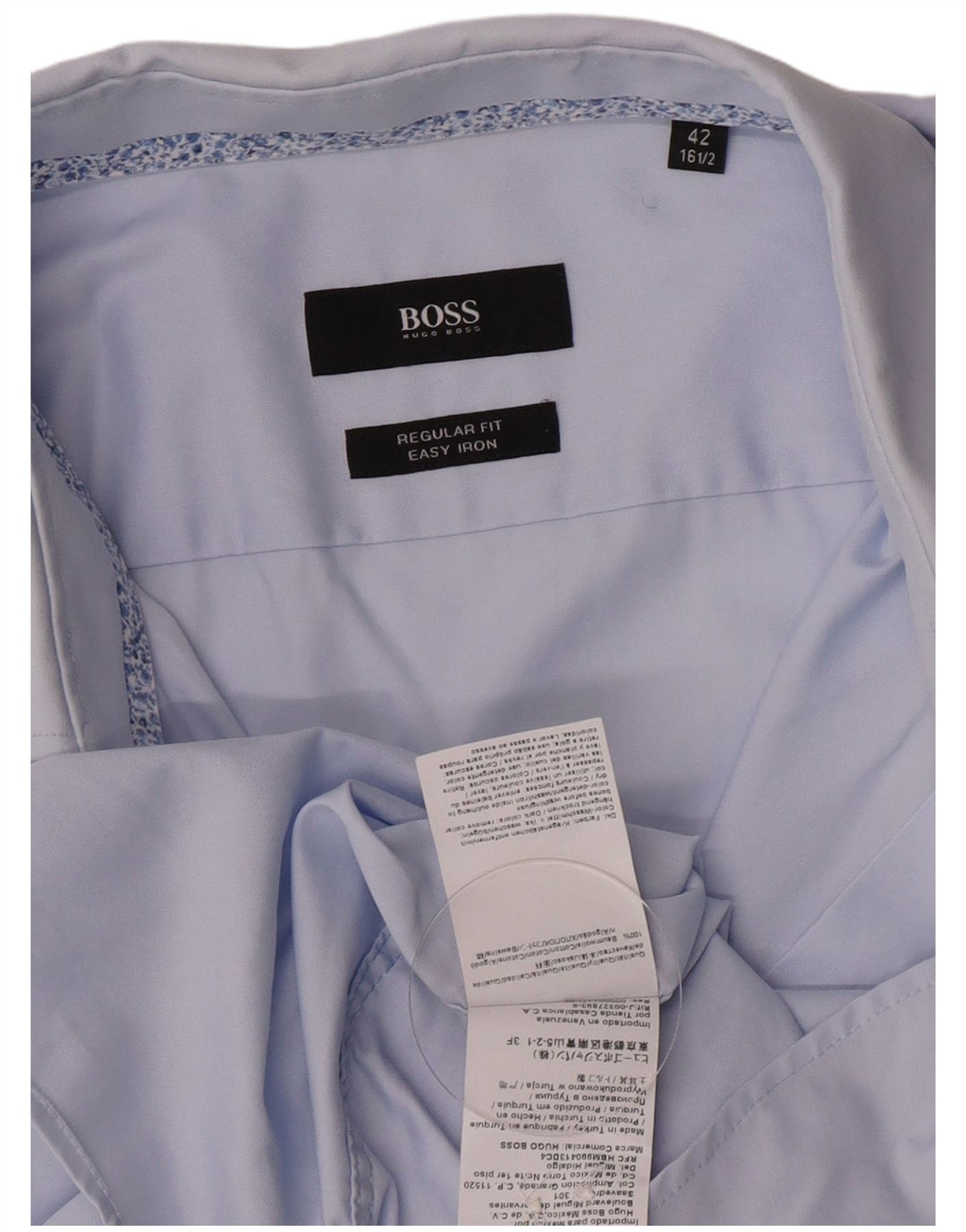 Camicia da uomo vestibilità regolare Hugo Boss taglia 42 16 1/2 grande cotone blu