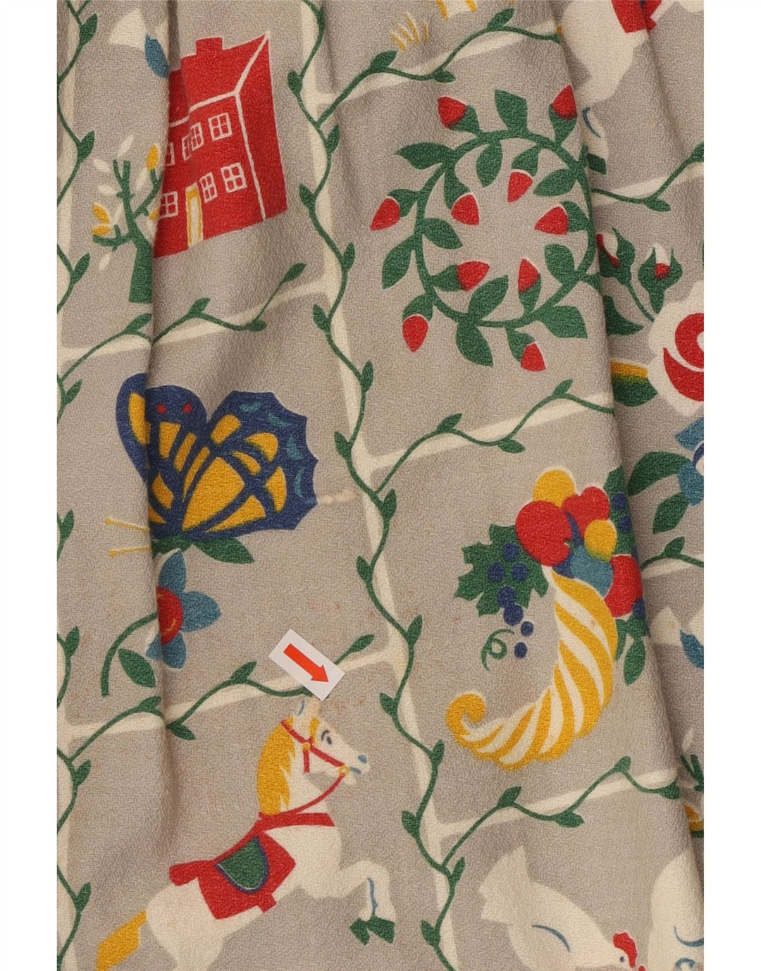 Abito a trapezio grafico da donna VINTAGE UK 16 Grande floreale grigio