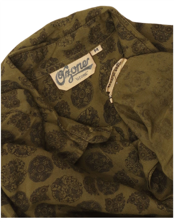 Camicia da uomo Ozone in viscosa geometrica verde medio