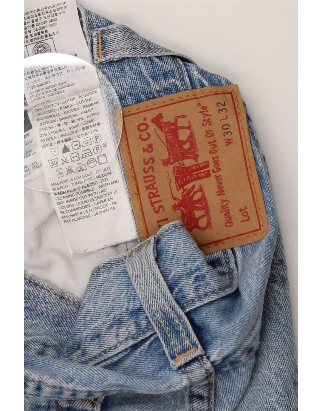 Jeans dritti da uomo Levi's W30 L30 in cotone blu