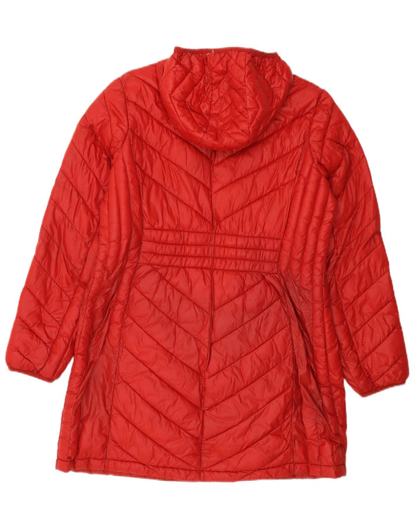 Cappotto imbottito con cappuccio da donna Michael Kors UK 16 grande nylon rosso