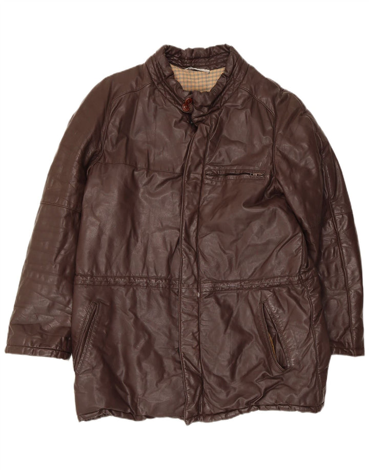 Giacca in pelle da uomo Monpel IT 48 in pelle marrone medio