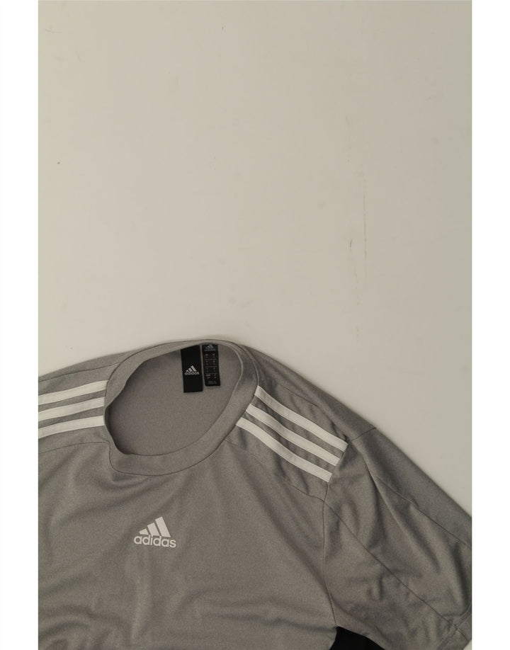 ADIDAS Mens T-Shirt Top Small Grey Colourblock Polyester Vintage Adidas and Second-Hand Adidas from Messina Hembry 