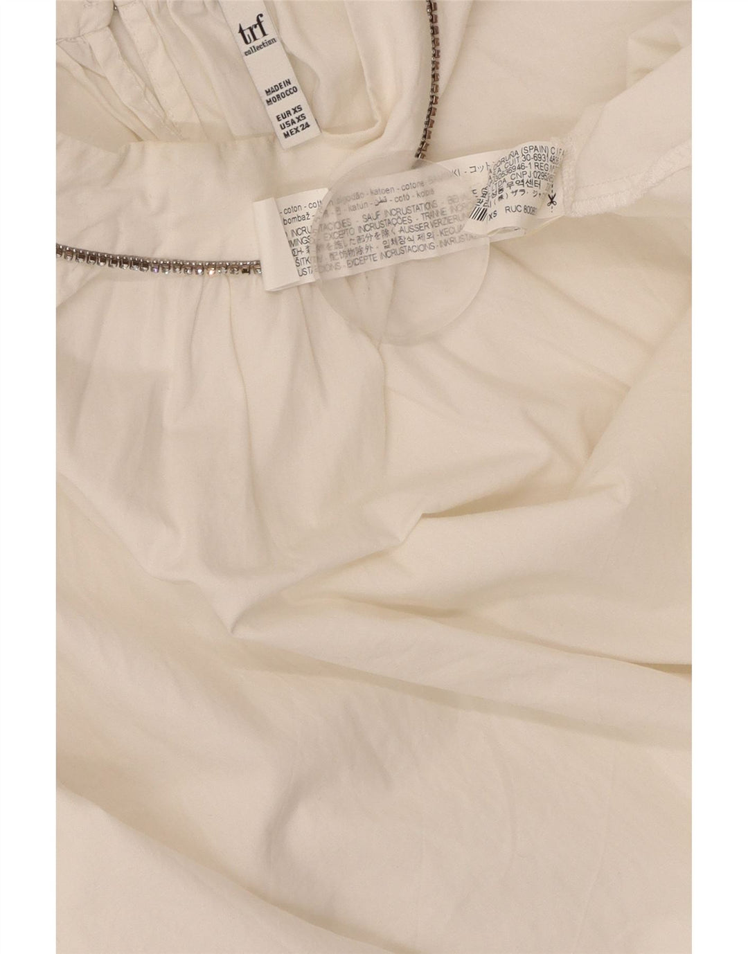 ZARA Camicetta Oversize a Maniche Lunghe da Donna UK 6 XS Cotone Bianco