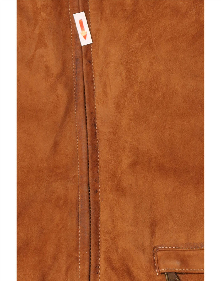 Giacca vintage in pelle scamosciata da donna IT 44 in pelle beige media