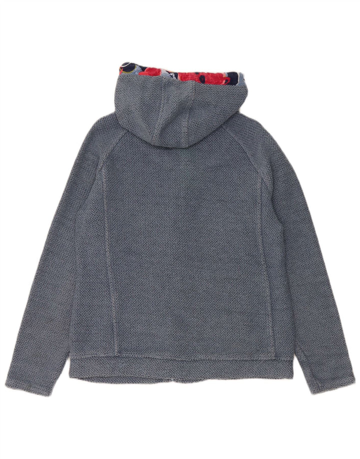Maglione con cappuccio e zip da donna Weird Fish UK 12 Cotone blu medio