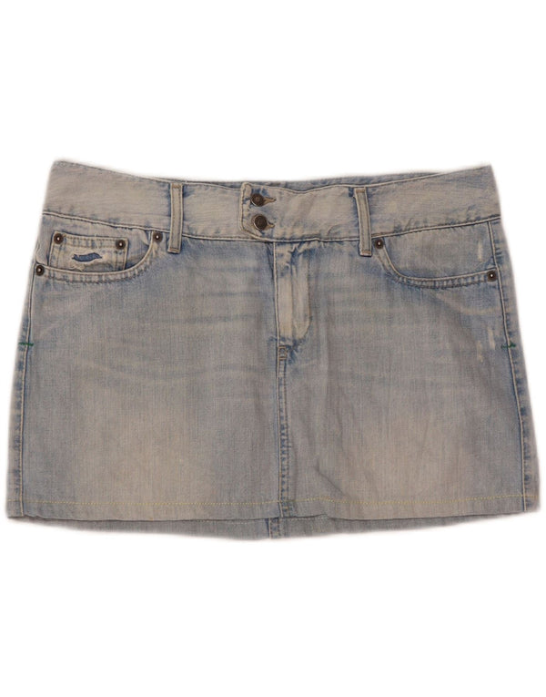 Minigonna in denim da donna Benetton IT 46 Large W35 Blu Cotone