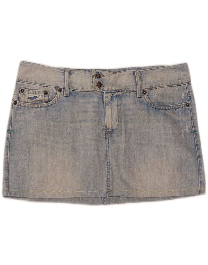 Minigonna in denim da donna Benetton IT 46 Large W35 Blu Cotone